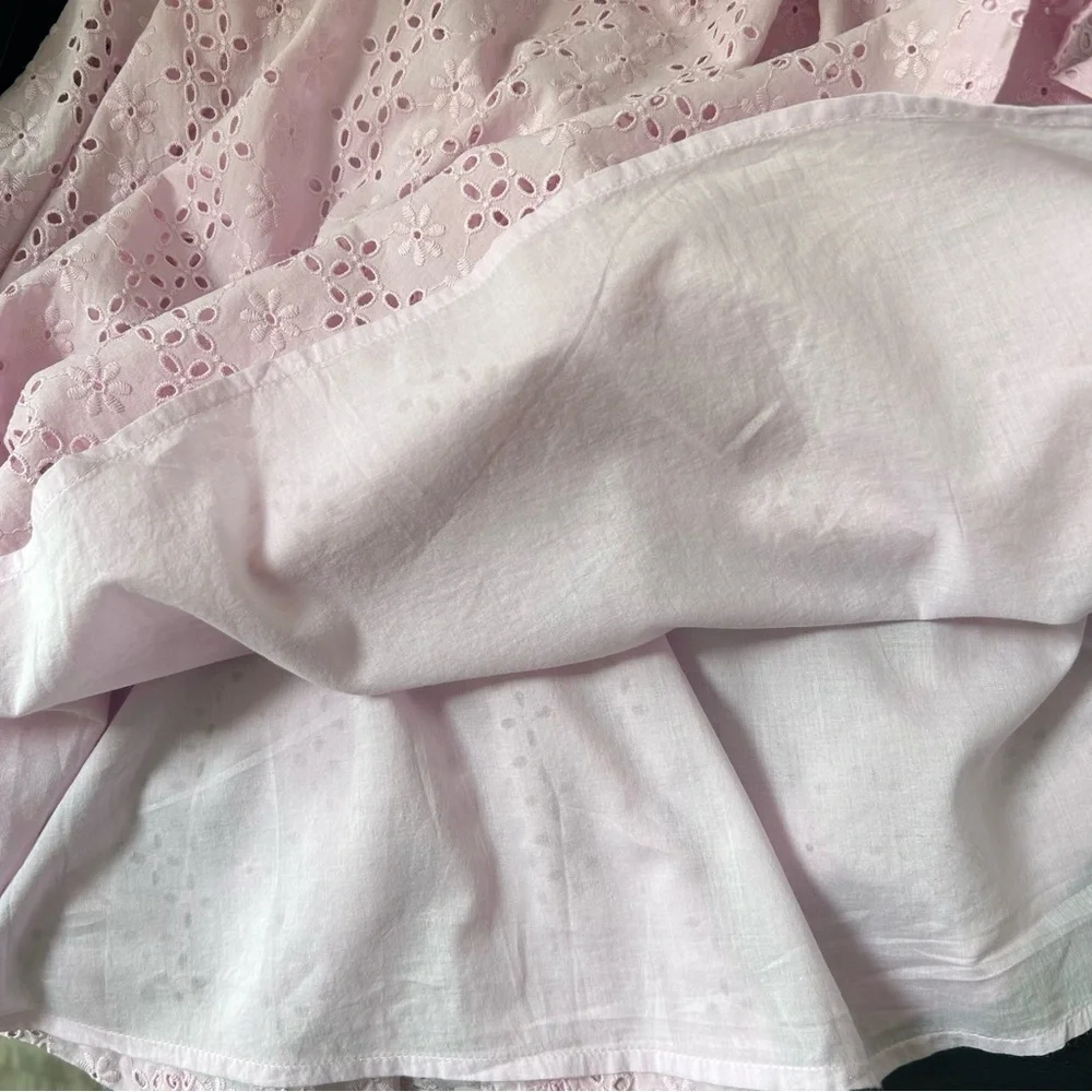 Crewcuts Girl Pink Eyelet-Embroidered Sleeveless Cotton Dress, Size 7 - Picture 5 of 7